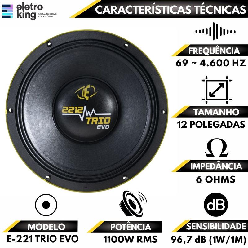 Alto Falante Woofer 12 Polegadas Potente Eros E2212 Trio EVO 1100